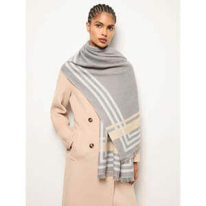 REISS Camila Border Stripe Fringed Scarf
